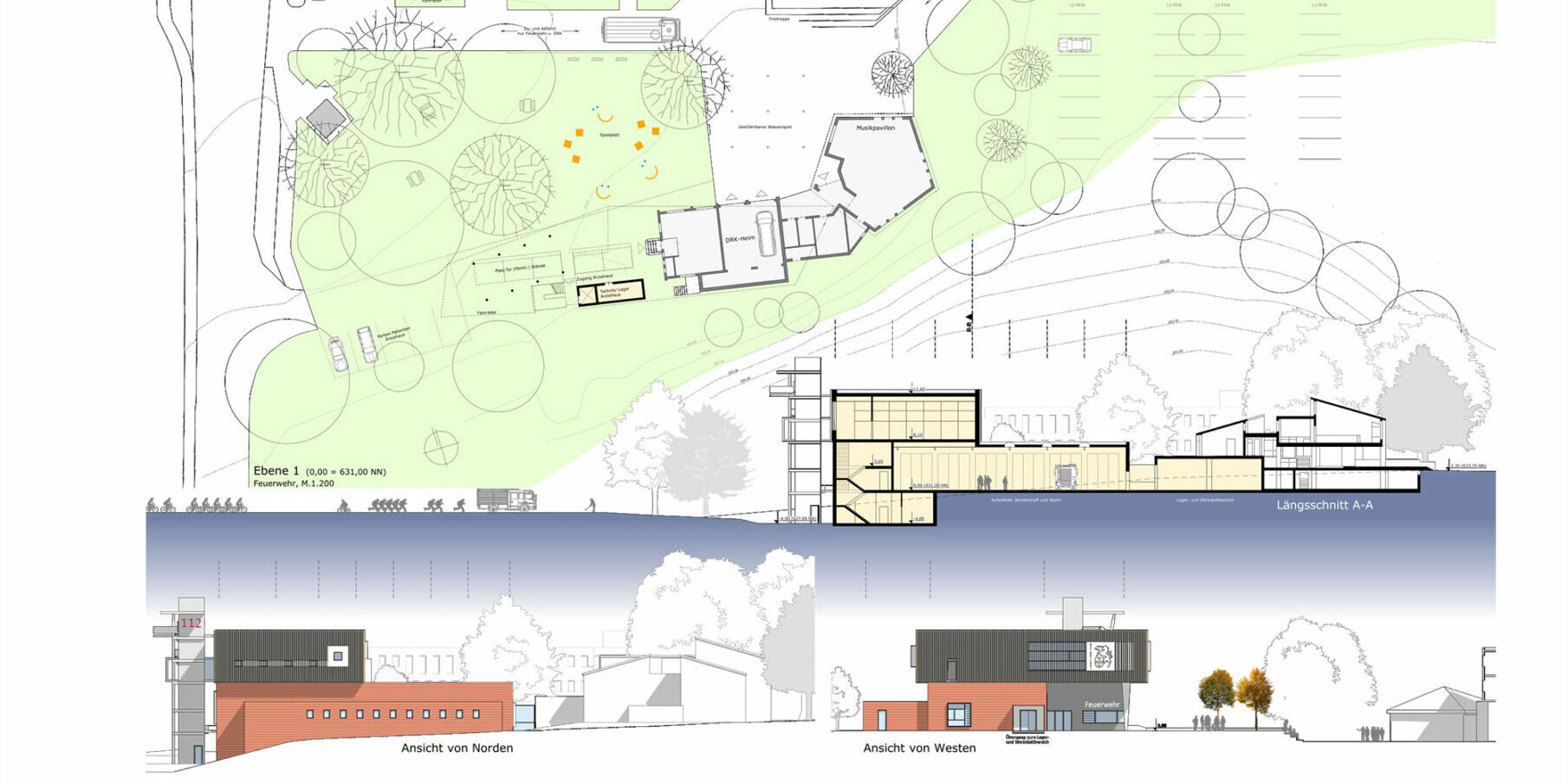 Stadt Tengen Realisierungswettbewerb Feuerwehr und Bürgersaal mit Ideenteil Ärztehaus (Wettbewerbsbeitrag 2018)